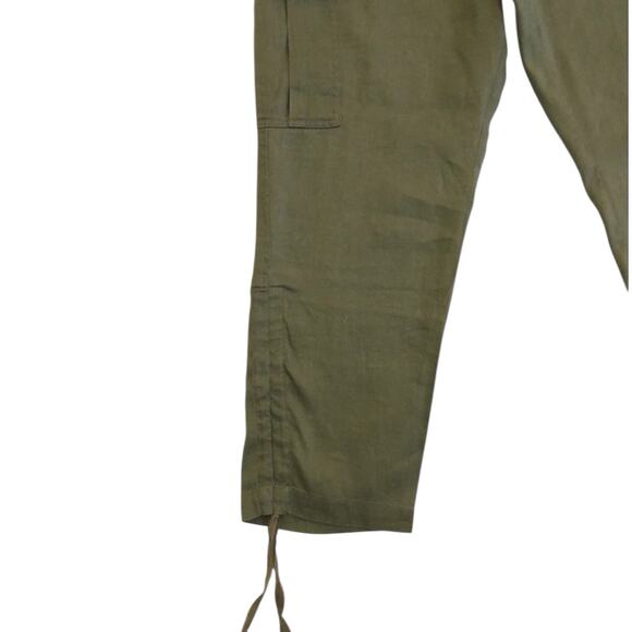 Ralph Lauren Pants Women Size 4 Drawstring Cuffs Linen Cargo Capri Polo - Picture 7 of 11